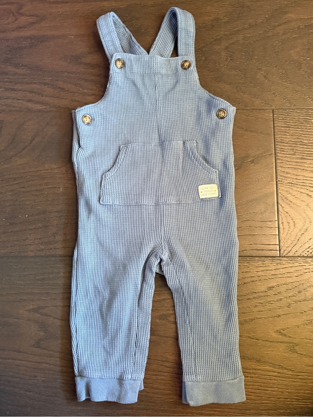 Carter's Light Blue Ribbed Knit Overalls